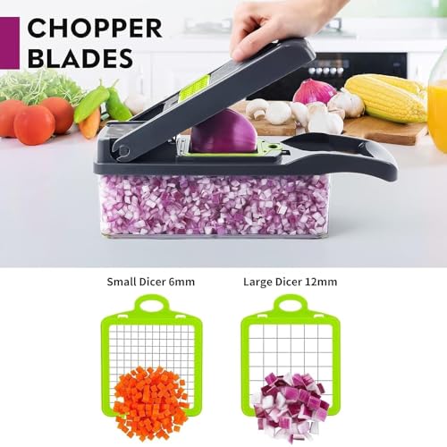 Image of Vegetable Chopper-Pro Onion Chopper&Potato Peeler 14 in 1 Multifunctional Food Chopper, Kitchen Vegetable Slicer Dicer Cutter, Veggie Chopper with 8 Blades, Fruits Chopper (Chopper)