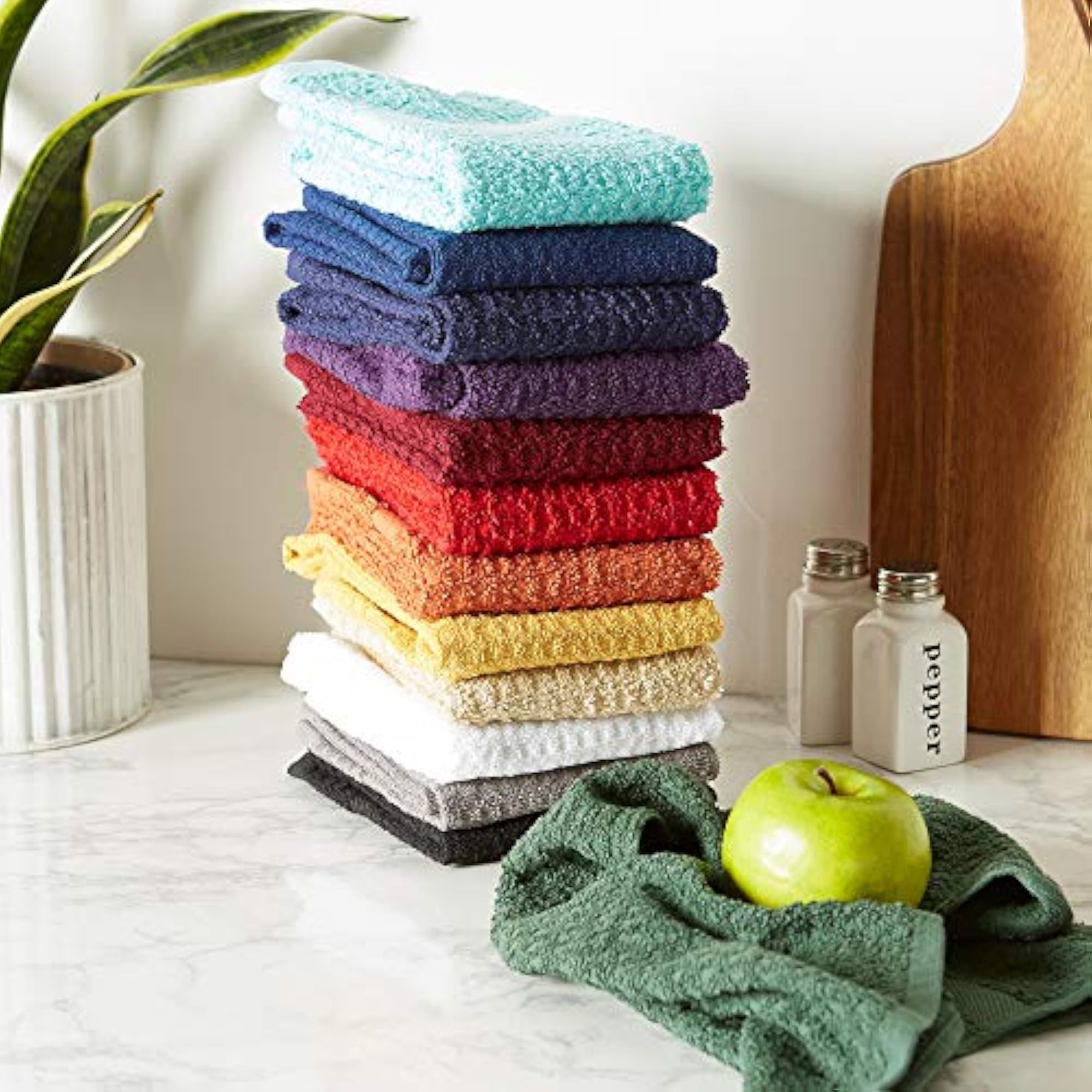 Waffle Terry Towel Black Set of 4