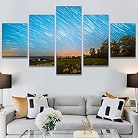 SIGNWIN 5 Panel Canvas Wall Art Aerial Astronomy & Space Dramatic Global Green Photography Realism Stars Ultra for Home Decorations Ready to Hang - 60
