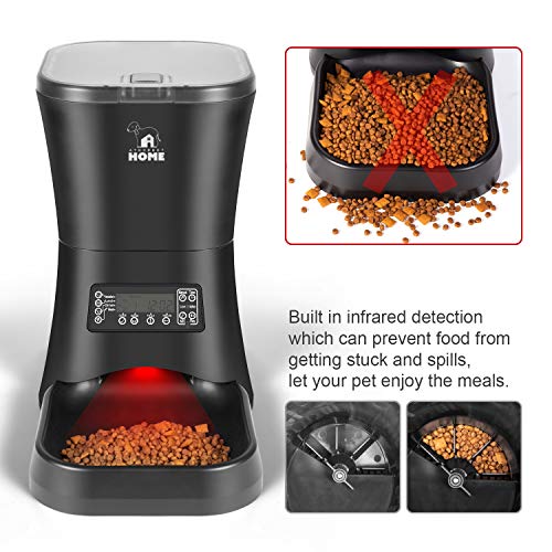HICTOP Automatic Pet Feeder | Auto Pet Dog Timed Programmable Food Dispenser Feeder for Medium Small Pet Puppy Kitten - Portion Control Up to 4 Meals/Day 7L(Black)
