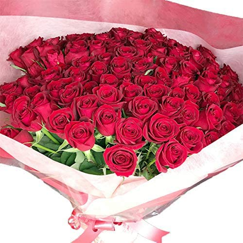 [ビズフラワー] 【花束 バラ 108本 プロポーズ 専用】 国産 50~60センチ レッド 赤 薔薇 ローズ お祝い 誕生日 記念日 大切な日 告白  結婚 婚約 ブーケ プレゼント クリスマス BisesFlower