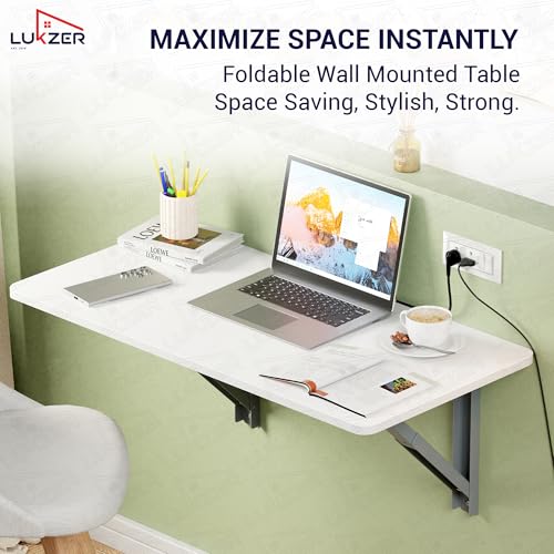 Image of Lukzer Engineered Wood Wall Mounted Folding Table for Kitchen, Computer, Workstations Multi-Function Computer Desk Workbench (MT-002 / White / 80 x 40 cm) DIY (Do It Yourself)