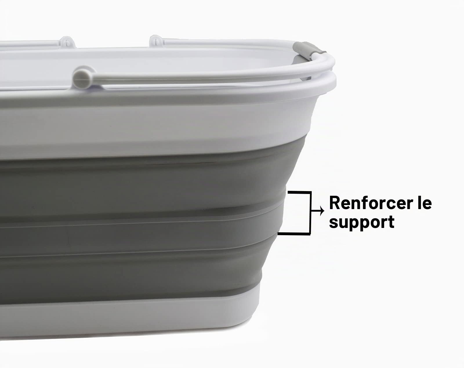 SAMMART Bassine pliable de 29 l avec poignée - Panier de pique-nique portable - Bac de rangement pour économiser de l'espace - Capacité d'eau de 24 l (1, blanc/gris)