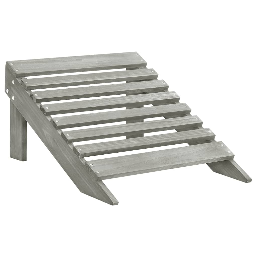 vidaXL Sapin Chaise de Jardin Adirondack avec Pouf et Table Fauteuil de Patio Chaise de Terrasse Meuble d'Extérieur Siège de Jardin Gris