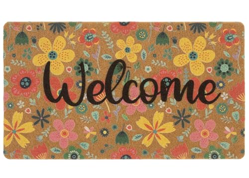 Voenkca Welcome-Doormat Spring-Floral Front-Door-Mat Outdoor-Entrance