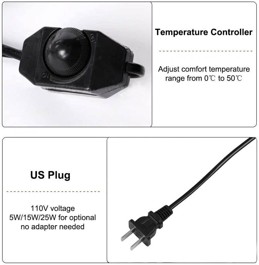 Alfombrilla térmica para reptiles 35W 110V con control de temperatura miniatura 4