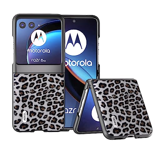 COQUE For Motorola Razr 40 Ultra phone case, folding flip leopard print phone case Motorola Razr 40 Ultra(Black)