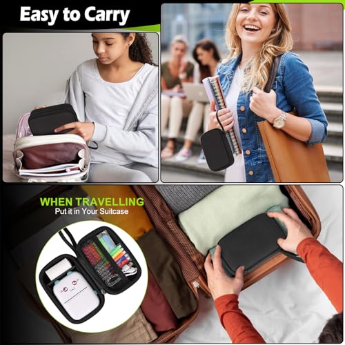 Image of Carrying Case Mini Printer, Compatible with Label Printer Shockproof Storage Bag for Thermal Printer Portable Organizer Bag for Paper /USB Cable Accessories (Box Only), Black