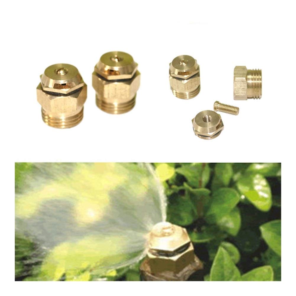 Kit de manguera de rociadores de plantas 180 grados Refracción boquilla ajustable de agua de atomización del aerosol boquilla for Conexión de PE tubería con 1/2" Male Thread 20 PC (Color : Brass)