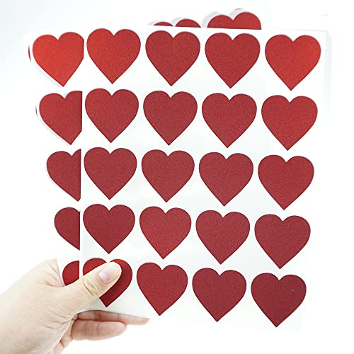 Fazhbary Glitter Red Heart Stickers Love Heart Shaped Sticky Labels Envelope Seal Gift Decorate For Scrapbook Diy 10 Sheets 200 Decals #TOP4