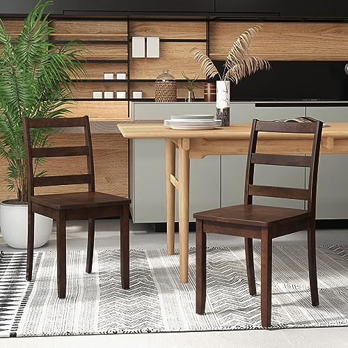 Giantex GT2*10848BN-JV Wood Dining Chairs Set Of 4 Walnut- Wooden Armless Kitchen Chairs thumb #3