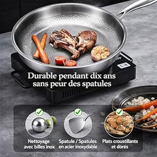 Générique Poele Titane, Premium Titanium Pro 20 24 26 28 30 cm, Poêle en Titane Robuste sans Revêtement sans Revêtement avec Poignée Amovible (Sans Couvercle, 20 cm)