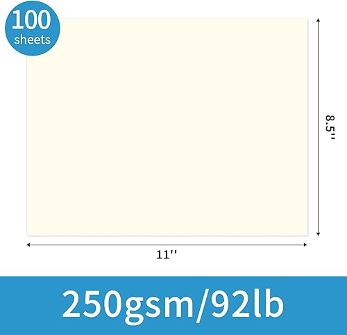 Miniatura 2 de YINUOYOUJIA 100 hojas de cartulina crema de 8.5 x 11 pulgadas de grosor, papel de construcción de 92 libras para manualidades, fabricación de