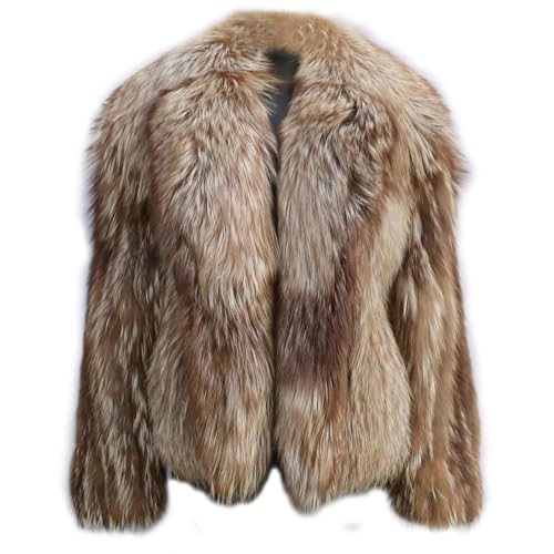 Women's Genuine Fox Fur Coat Big Lapel Collar Thick Warm Natural Fur Jacket Winter coat