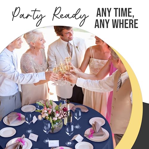 Image of Exquisite Navy Blue Round Tablecloth 84 inch - 48 Pack