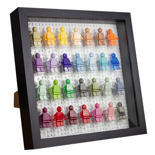 Tapeera Vitrine en Bois Noire pour Figurines, adaptée pour Mur ou Table - avec Base Blanche et Protection Contre la poussière - Elle Peut contenir jusqu'à 28...