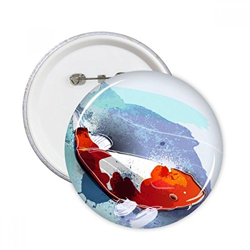 Broche poisson Koï style aquarelle : lot de 5 badges ronds pour personnaliser vos vêtements L