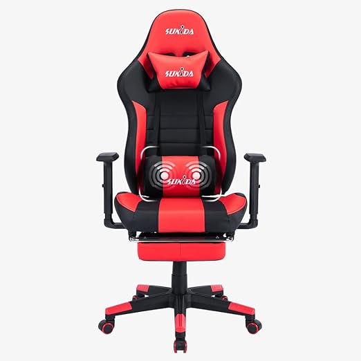 SUKIDA Red Gaming Chairs for Adults Gaming Chair with Footrest