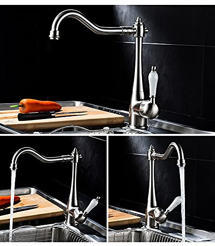 Robinet de cuisine mitigeur sur pont avec pulvérisation rotative flexible