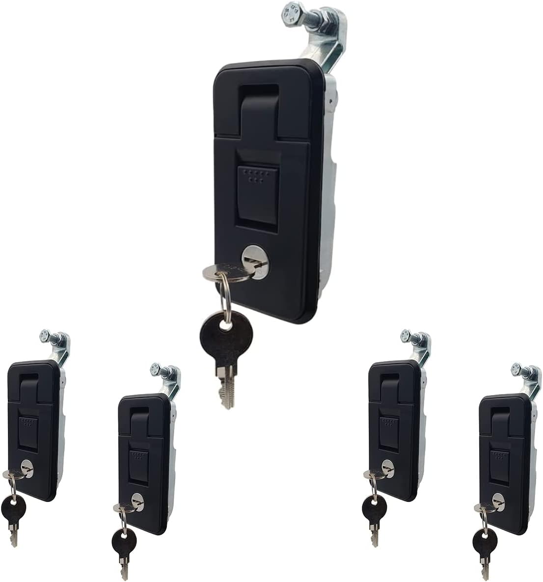 5Pcs Heavy Duty Compression Latch with Keys, Adjustable Lever Hand Compression Lock for RV Trailer Camper Truck (Black, S)