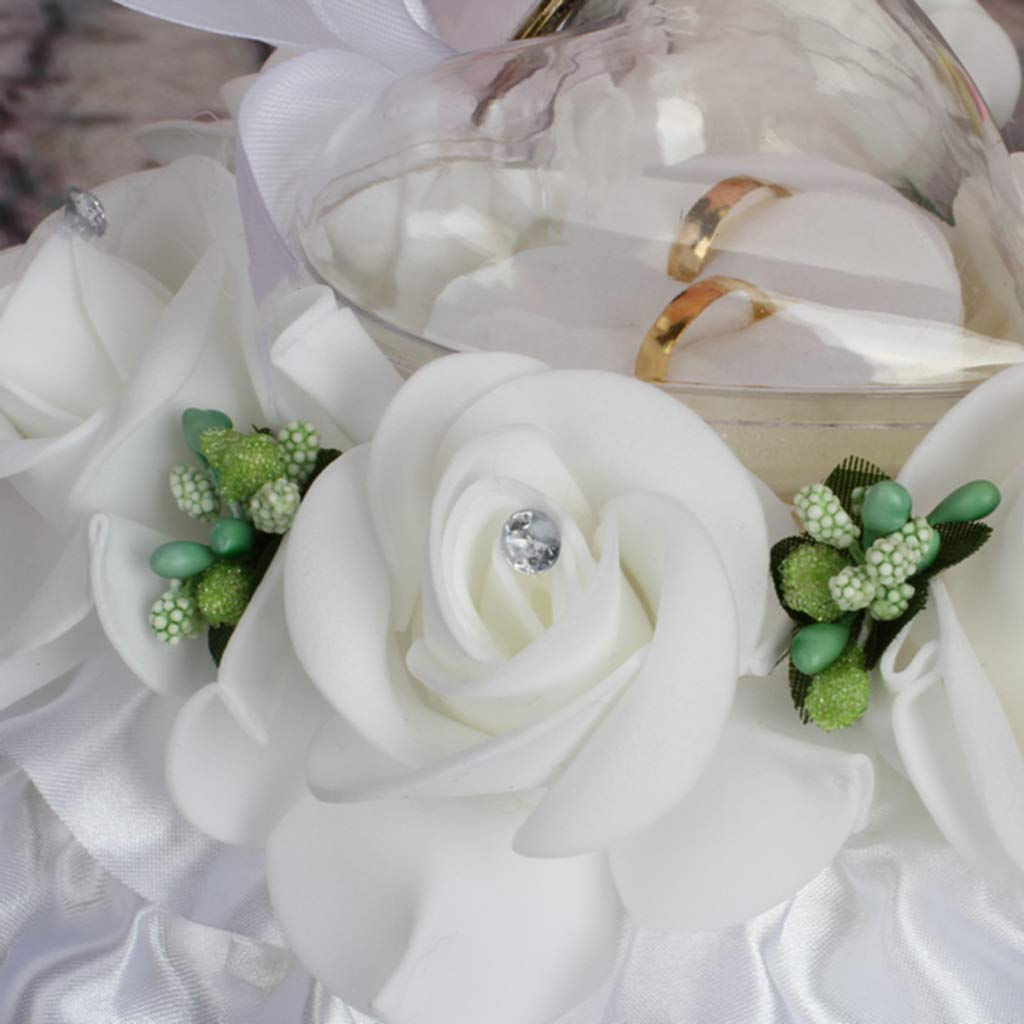 Scatola portafedi Regalo a Forma di Cuore Cuscino Cuscino Fiore Rosa Cuscino per FEDI Nuziali Scatola portafedi Bomboniere 15x9 cm