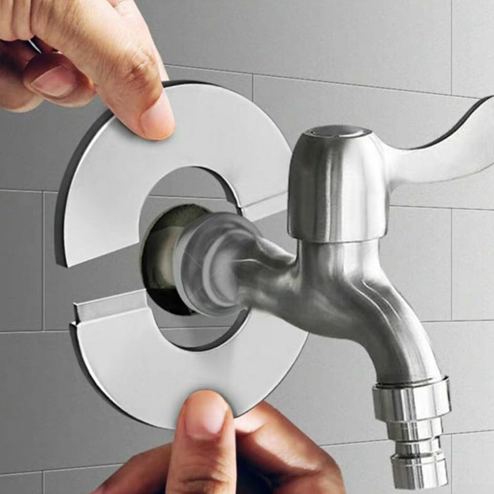 2PCS Stainless Steel Decorative Pipe Cover Plumbing Tap Base Plate Flange Pipe Cover For Bathroom Shower And Kitchen Water Tap Faucets(65x34mm)