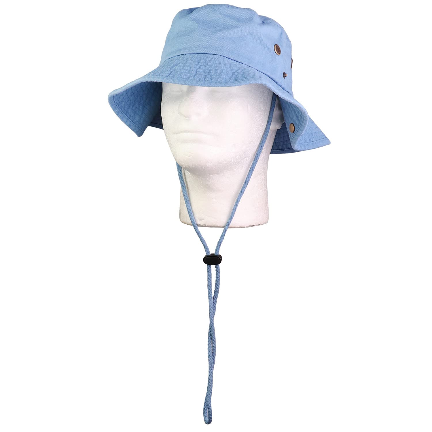 Sombrero de ala ancha para senderismo, pesca, safari, boonie, 100% algodón, protección solar UV para hombres y mujeres, actividades al aire libre, Azul-cielo, Large/X-Large