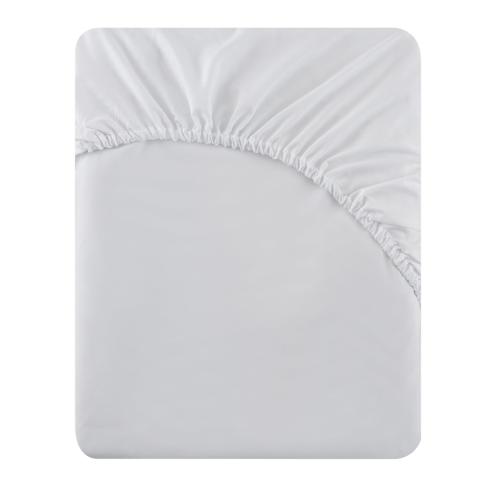 King Size Fitted Sheet White - Bed Sheets with Extra Deep Pocket 16 inch (40 cm), Soft Mic...