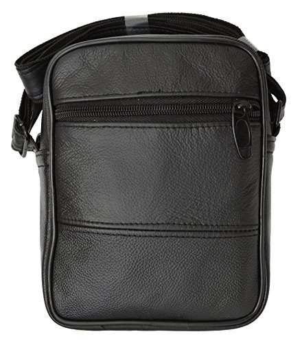 Small Leather Cross Body Shoulder Organizer Multiple Pockets Black2