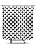 Shower Curtain Black and White Polka Dot, 70in X 78in 100% Polyester - Mildew and Wrinkle Resistant, Bold Classic Pattern Fabric