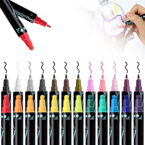 24 Colors Dual Tip Acrylic Paint Pens Markers, Acrylic Paint Pens...