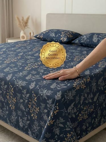 Image of Mafatlal Luxe Lilac 140 GSM Queen Size Microfiber Bedsheet with 2 Pillow Cover for Double Bed, 90x100 Inch - Black Robe, Premium, Lightweight & Durable
