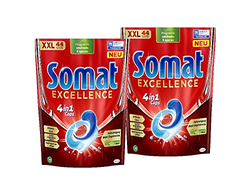 Somat Excellence 4in1 Caps (2x44 Caps), schnellauflösende Spülmaschinentabs, für exzellente Reinigung & Glanz sogar im Eco-Programm & bei… – Ansicht 1