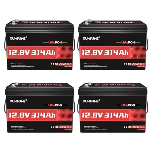 Image of 4 Pack of 12V 314Ah LiFePO4 Lithium Batteries, 200A BMS 15000+ Cycles,Low Temp Cutoff,4.01kWh for Massive Solar, Off-Grid & RV Power System