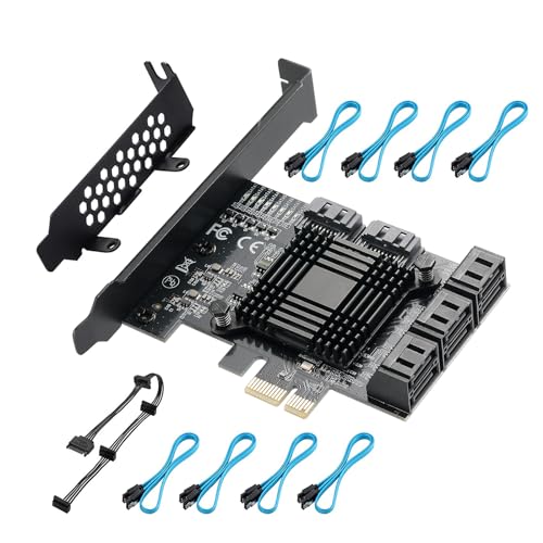Tarjeta PCIE SATA de 8 Puertos Con Cables y Soporte de Perfil