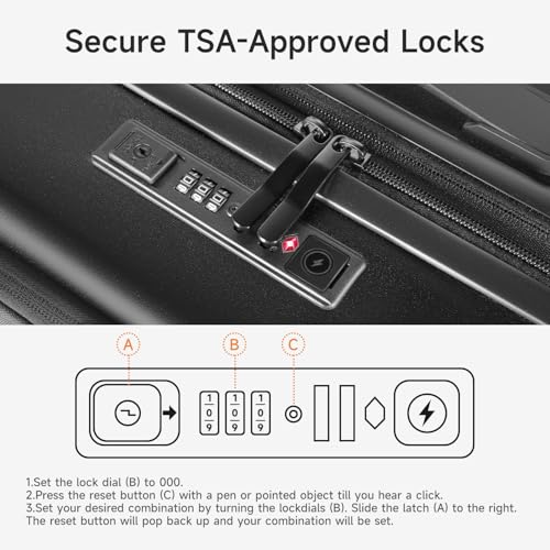 Carry On Luggage 22x14x9 Airline Approved – 20 Inch Expandable Suitcase with Front Pocket, USB Charging Port, Spinner Wheels & TSA Lock2