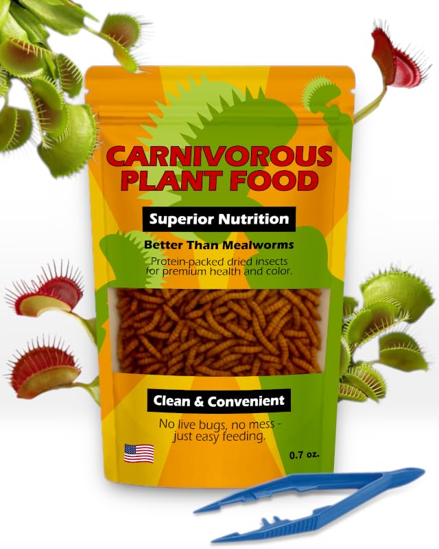 Venus Fly Trap Live Plant Food Bundle Carnivorous Plant Food with Feeding Tweezers 2 Resealable 0.35oz Bags of Black Soldier Fly Larvae Nutrition for Venus Flytraps Pitcher Plants and Sundews