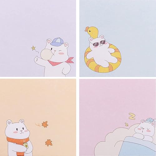 Paquete de 4 bonitas notas adhesivas, 3 x 3 pulgadas, bloc de notas autoadhesivas, notas para estudiantes, hogar, oficina, compañeros de habitación,