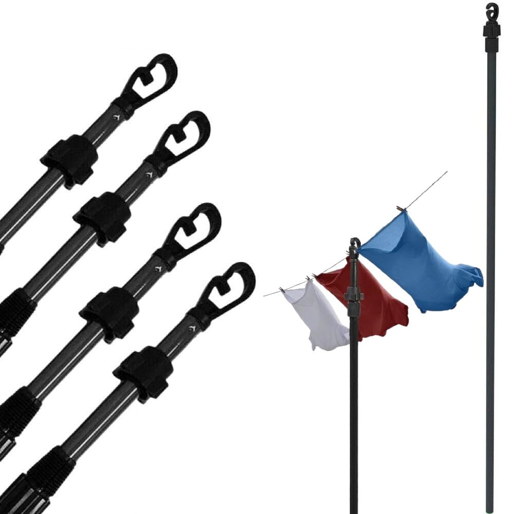 2.4M Extending Washing Line Prop Telescopic Home Garden Pole Laundry Support G Shaped Hook with Twist & Lock0 Screw Mechanism (4)
