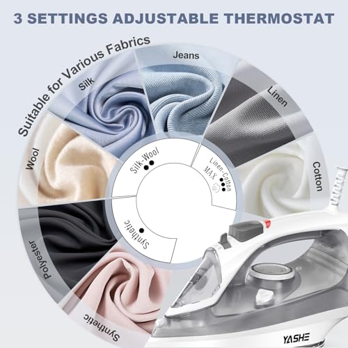 2300W Steam Iron with Rapid Heating Nonstick Soleplate, Precise Thermostat Dial, Self-Cleaning, Anti-limescale, Drip Stop Function, 300ml Water Tank Clothes Iron for Home - Image 3