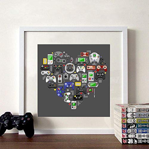 Mode Moderne Grafikkarten für herzförmige Spiele, dekorative Kunst für Jungen und Mädchen, Poster modernes Dekor 50x50 cm ohne Rahmen