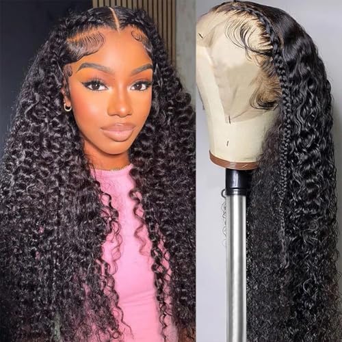Aonou 13x4 Deep Wave Lace Front Wigs Human Hair 180