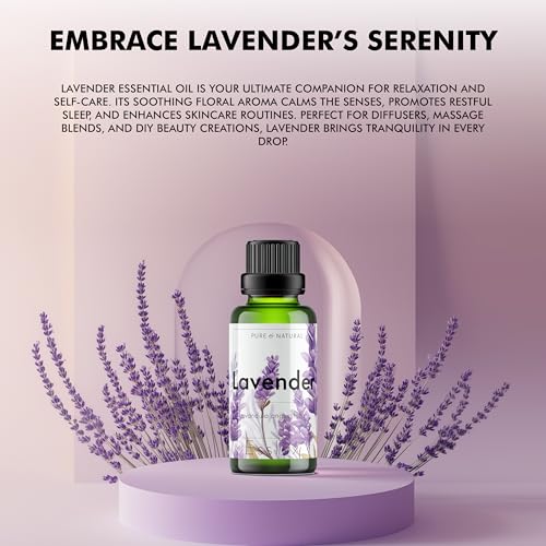 Image of Esslux Lavender Essential Oil for Diffuser | 100% Pure Natural Oil for Skin & Hair | Ideal for Relaxation & Nourishment | Perfect for Soap Making Scent, 15 ML