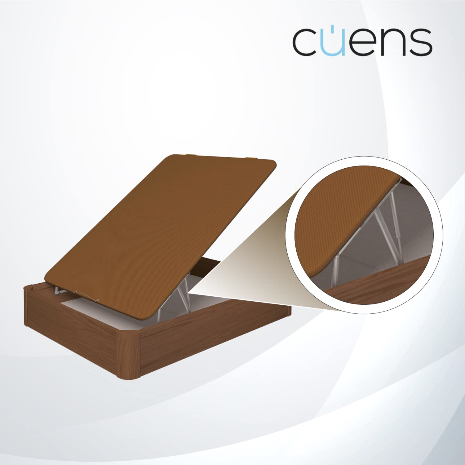 Set de 2 Charnières pour Lit Coffre avec Ressorts de 1250N - Idéal pour Lit Coffre de 150 cm - Système de Rondelles en Nylon Anti-bruit - Cuens