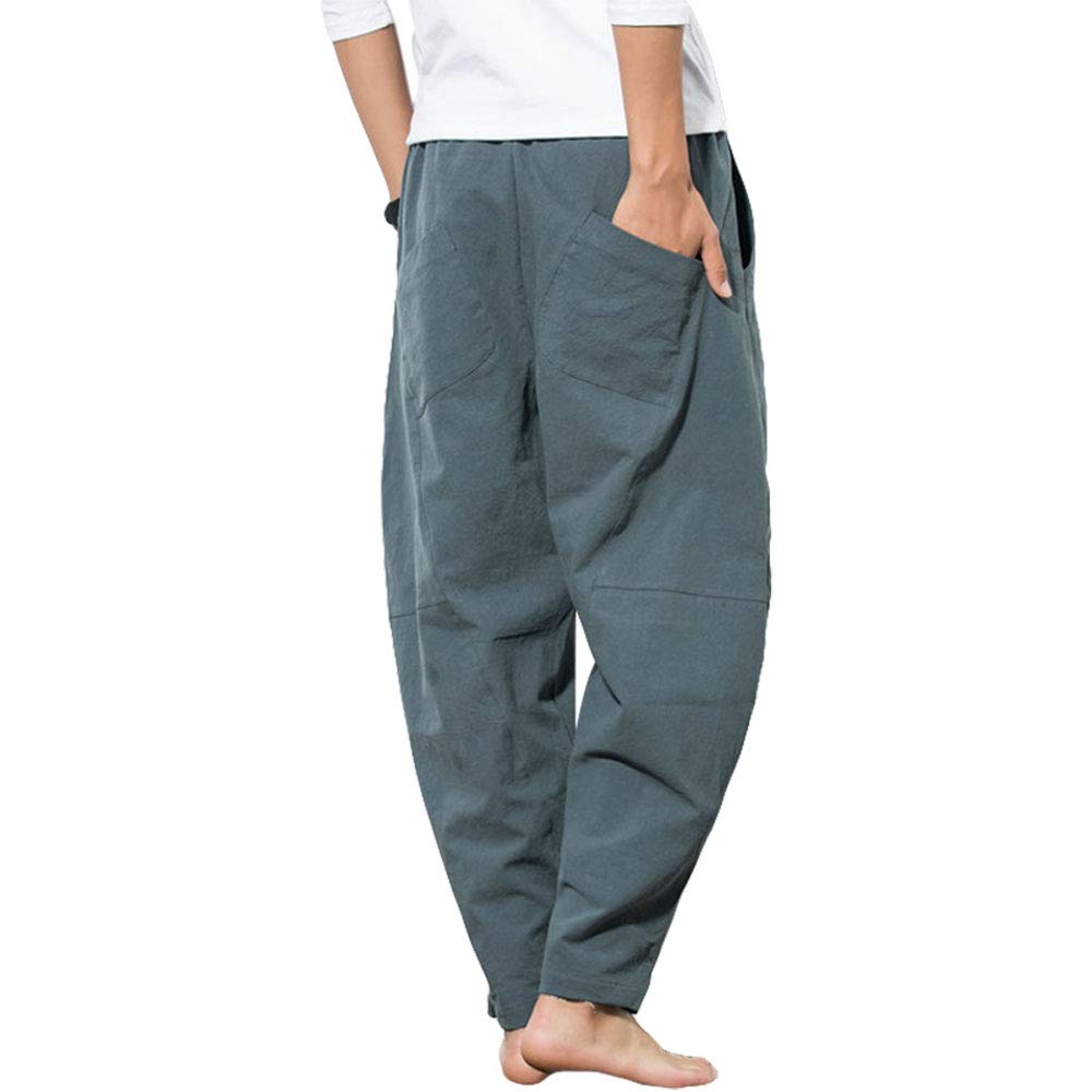 G-LIKE Pantalon sarouel pour homme, style rétro chinois, pantalon de yoga avec jambes larges pour Pilates, arts martiaux, kung fu, yoga, tai-chi, pantalon d'entraînement baggy