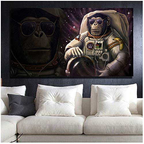 juntop Impression et Affiche Toile Peinture Murale Art Orang-outan Astronaute Gorille Animaux Photos décoration Moderne 20x30 cm / 7,8"x 11,8" sans Cadre