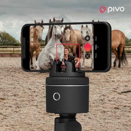 Image of Pivo Equestrian Starter Pack Auto Tracking Phone Holder, Face, Body & Horse Tracker, 360 Rotation, 6 Speed, Stand for Video Recording (Black)