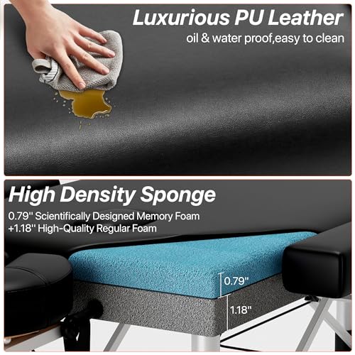 Image of KCC Memory Foam Massage Table,28 Inchs Wide Portable Foldable Massage Bed