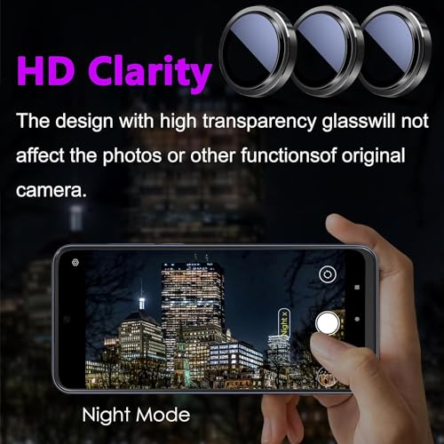 Image of inchiPhone 15 Pro / 15 Pro Max Camera Lens Protector Ring - Premium 9H Tempered Glass Lens Guard, Anti-Scratch, Anti-Drop, HD Clear Camera Lens Cover for Ultimate Protection and Durability inch Black