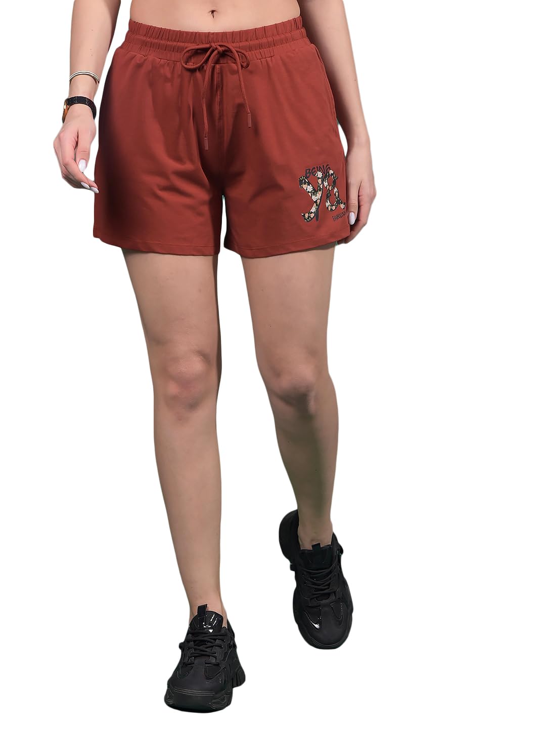 crimsoune club Women's Maroon Typographic Print Shorts-picture-41